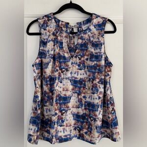 Evereve Blue Multi Sleeveless Kelly Tank with Tie Back